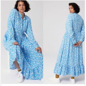 Anthropologie X Mare Mare Blue and Floral Lydia Maxi Dress 3X NEW FREE SHIP